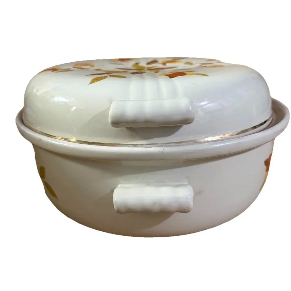 Vintage Hall's Autumn‎ Leaf Jewel Tea Covered Casserole Dish by Mary Dunbar